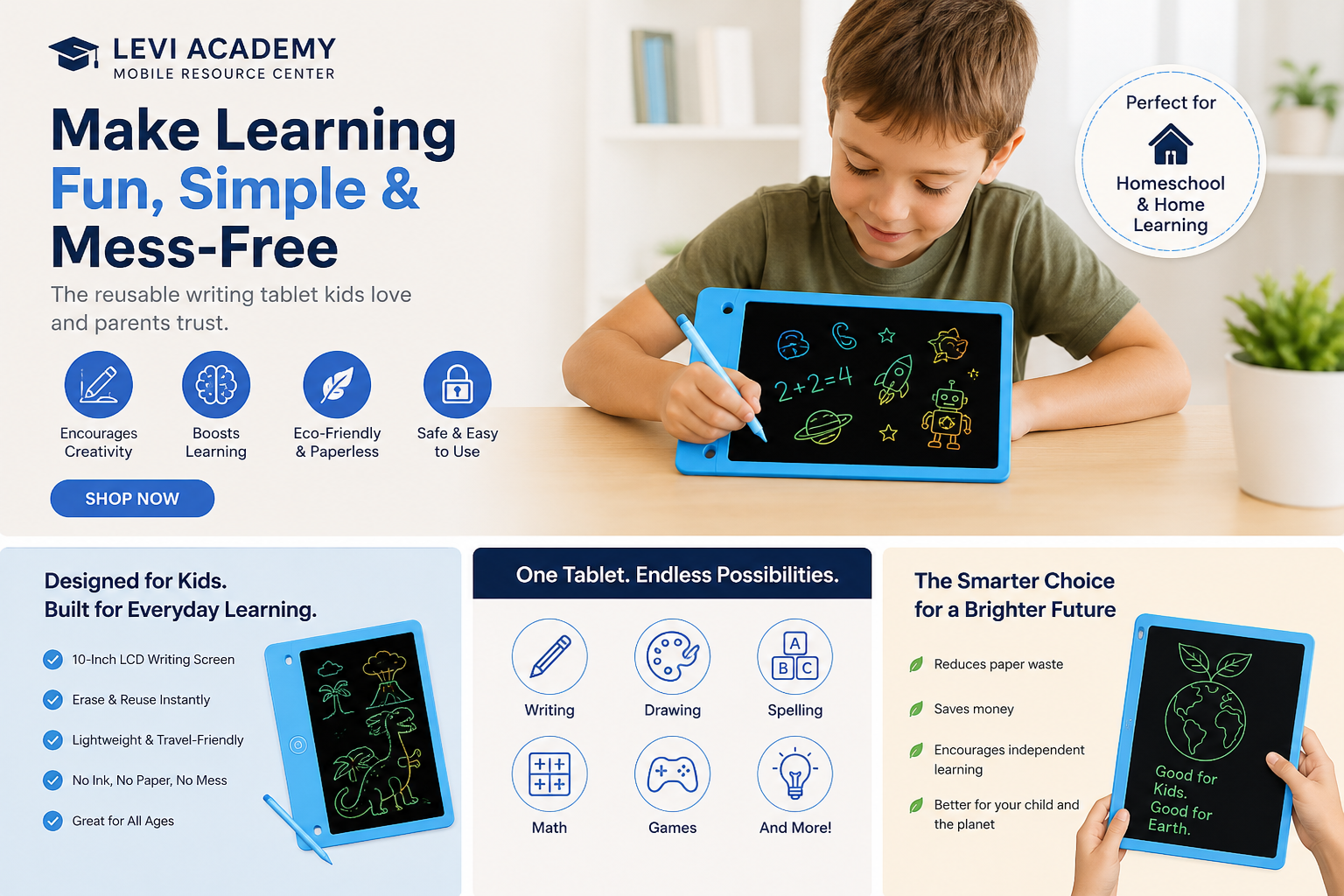 Levi Academy Smart Writing Tablet for Kids (10-Inch Learning Board)